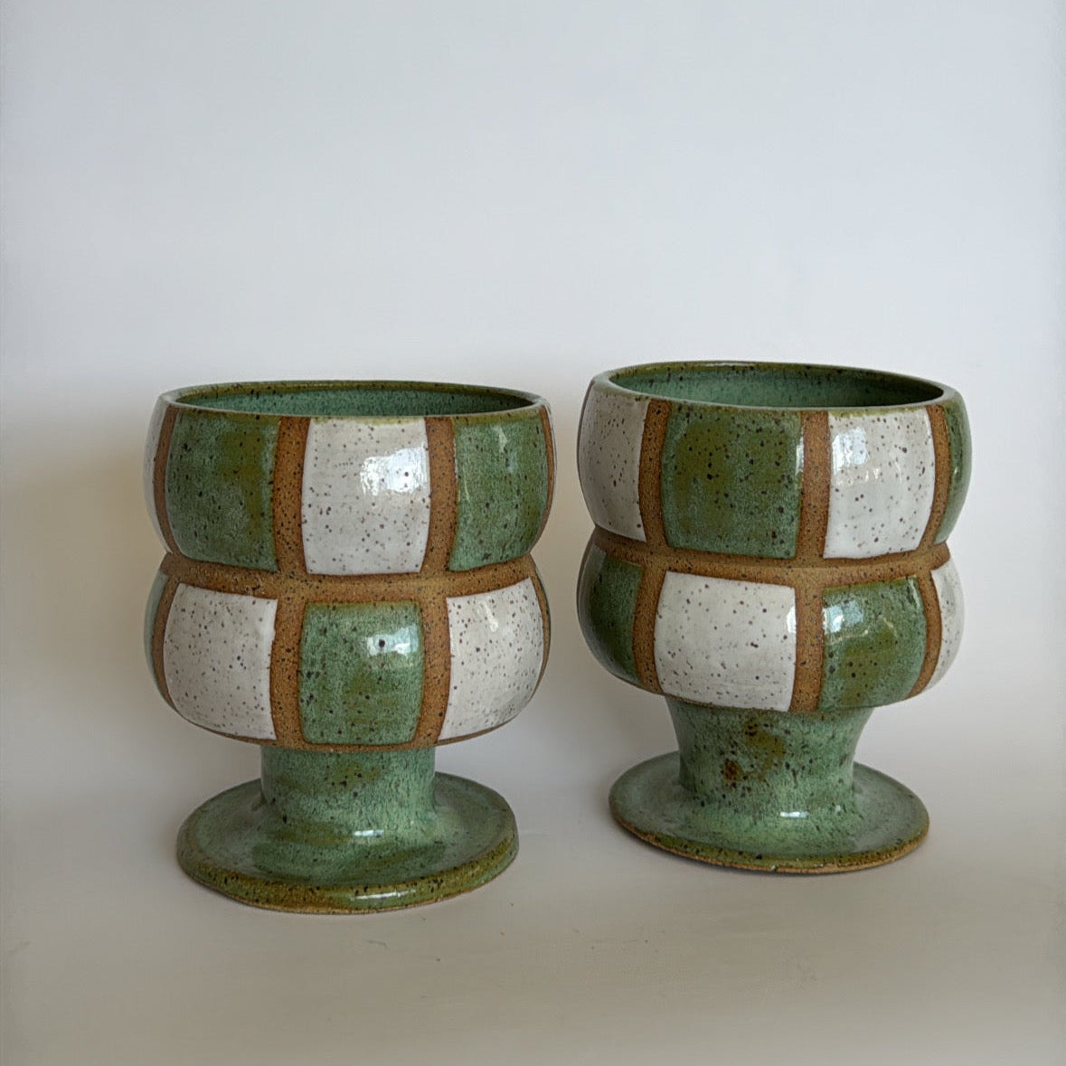 Green Checker Bubble Baby Goblets (Set of 2)
