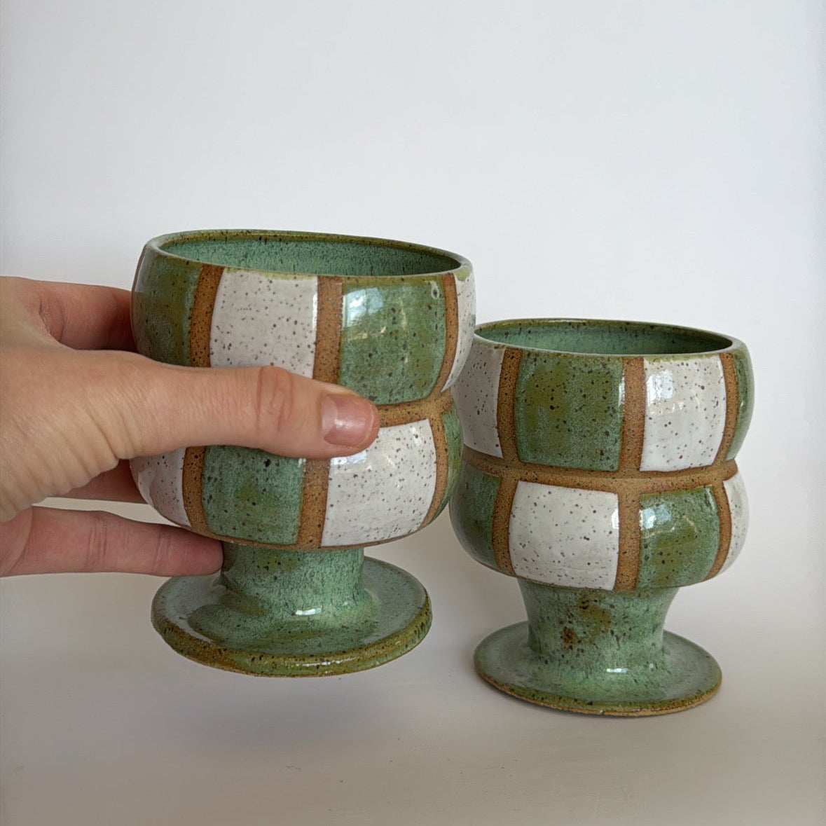 Green Checker Bubble Baby Goblets (Set of 2)